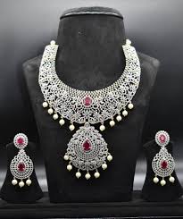 Exquisite accessories are always original, fashionable and feminine. Amazing American Diamond Necklace Set From Asp Fashion Jewellery South India Jewels