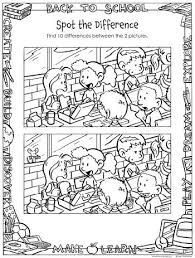 Back To School Spot The Difference Black And White Hidden Pictures Printables School Back To School