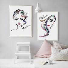 Beautiful Girl Hair Salon Canvas Art Print Poster Hair Salon Canvas Painting Wall Pictures Hairdressing Sho Salon Wall Art Hair Salon Art Beauty Salon Decor