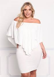 Plus Size Off Shoulder Layered Pointed Dress White Plus Size Dresses Plus Size Outfits Plus Size White Outfit