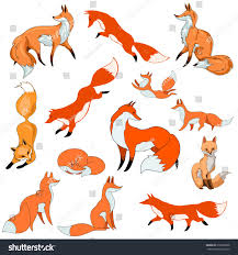 Stylized Red Foxes In Different Poses Fox Sketch Fox Drawing Animal Drawings