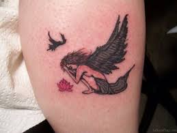 Angel tattoo ideas like this full color sleeve standout with their bright and vivid colors that include a beautiful use of shading, gradients and details. 60 Loveable Angel Tattoos For Leg