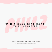 Philz coffee 's discount codes and promotional codes can be contributed by users from couponupto.com and philz coffee, so we can't ensure all offer applies to coffee, merchandise, gift cards, and subscriptions (initial order only). Win A 100 Gift Card To Philz Coffee Nomtastic Foods
