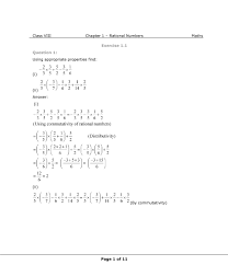 Ncert Solutions For Class 8 Maths Chapter 1 Rational Numbers Ex 1 1 Exercise 1 1 Rational Numbers Math Exercises Class 8