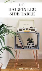 Diy Crate Side Table With The Hairpin Leg Co Made Up Style Crate Side Table Ikea Crates Ikea Side Table