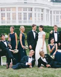 Black And Blue Wedding Party Olivia And Tyler S Black Tie Wedding In Their Family S Seaside Home Navy Bridal Parties Blue Bridesmaids Bridal Party Groomsmen