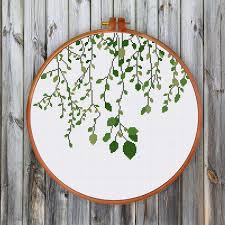 Green Vines Cross Stitch Pattern Modern Nature Spring Summer Simple Cross Stitch Cross Stitch Tree Modern Cross Stitch Patterns