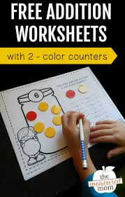 addition worksheets with 2 color counters the measured mom