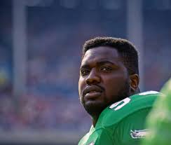 Defensive lineman Jerome Brown of the Philadelphia Eagles looks