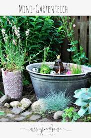 Romantischer Mini Teich Ein Garten Diy Auf Mrsgreenhouse De In 2020 Miniteich Gartenbau Brunnen Garten