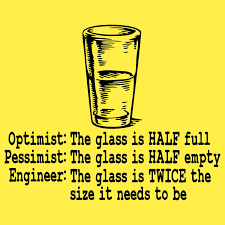  Optimist The Glass Is Half Full Pessimist The Glass Is Half Empty Engineer The Glass Is Twice The Glass Half Full Happy Sunday Quotes Half Full Quotes