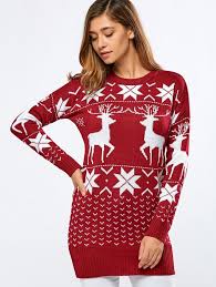 Women S Red Reindeer Sweater Dress Christmas Sweater Dress Sweater Dress Red Christmas Sweater