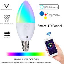 5w E14 6500k Rgbw Voice Smart Wifi Led Candle Light Bulb Work With Alexa Google Assitant Ac85 265v Multi Color App Long Distance Remote Control Led Light Bulb 5w E27 6500k Rgbw Voice Smart