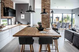 Modern L Shaped Kitchen And Dining Space In Shades Of Grey Digsdigs Interior Design Kitchen Kitchen Dining Living Kitchen Interior
