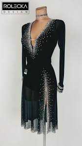 I Love An Elegant Black Dress That Can Be Used For Any Style Dance Or Skate Simply By Changing The Skirt Length Dance Dresses Rumba Dresses Dancesport Dresses