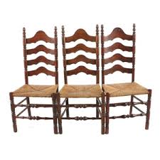 Qr code link to this post. Lot Art Vintage Ladder Back Side Chairs With Rush Seats