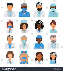 Male And Female Faces Doctors Team Doctors And Nurse Team Hospital Staff User Icons Flat Vector Avatar Set Vecto Woman Face Nurse Team Vector Illustration
