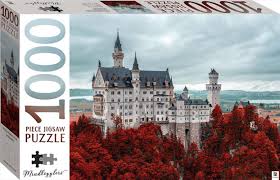 Measuring 52 inches wide and 24 inches tall, this puzzle required us to use an old, retired kitchen table, now a work. Neuschwanstein Castle 1000 Piece Jigsaw Puzzle Puzzles Sanity