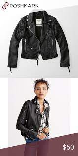 Abercrombie Fitch Vegan Cropped Leather Jacket Faux Leather With Asymmetrical Zipper Closure Zipper Pockets N Cropped Leather Jacket Leather Jacket Jackets