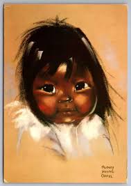 AUDREY YOUNG OPPEL Canadian Artist Vintage Signed "Little Beaver" Native  Print $27.99