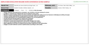 Various web page design and graphic design projects. Web Developer Resume Sample 25402