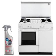 Glem Cuisiniere Piano De Cuisson 4 Foyers Bruleurs Gaz Blanc 80x50cm Four Email Gaziniere 49l
