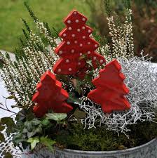 Weihnachtliche Gartenstecker Weihnachten Basteln Ton Filz Christbaumschmuck Gebastelte Weihnachtsdekoration