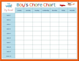 Kids Chore Template Sample Kids Chore Chart Template 8 Free