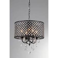 Warehouse Of Tiffany Monet 17 In Black Indoor Drum Shade Crystal Chandelier With Shade Su71394b The Home Depot