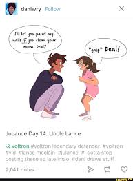 Julance Day 14 Uncle Lance Q Voltron Voltron Legendary Defender Voltron Vld Lance Mcclain Julance I Gotta Stop Posting These So Late Imao Dani Draws Stuff