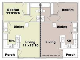 Duplex Plan J0204 12d Plansource Inc Duplex Floor Plans Small Apartment Building Plans Duplex Plans