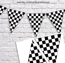 Black And White Checkered Flag Banner Checkered Flag Banner Black And White Pizza Party Pizza Etsy Race Car Birthday Flag Printable Fabric Flags