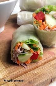 Rouleaux De Printemps Et Sauce Au Beurre De Cacahuete Recette Asiatique Cuisine Asiatique Recette Thailandaise