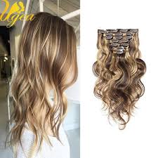 Dark brown hair with creamy blonde highlights. Buy Ugeat 18inch 7pcs 120 Gram Full Head Clip In Hair Extensions Body Wave Piano Color Remy Brazilian Dark Brown 4 With Blonde 16 Human Hair Extensions In Cheap Price On Alibaba Com