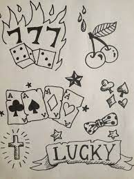 They are designed to mark an individual as a member of a group , as well as being an indication of status. Lucky 7 S Rockabilly Tattoo Idea For Henna Gigs Lucky Tattoo 777 Tattoo Small Tattoos For Guys