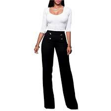 womens high waist flared wide leg palazzo ol button long pants