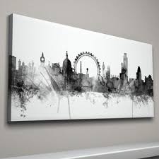 Black And White Canvas Pictures Of London London Skyline Cityscape Black And White Living Room London Skyline Skyline Painting Canvas Art Prints