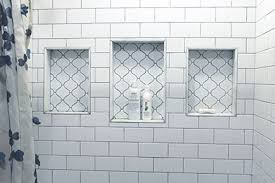 Travista Design Tile Shower Niche Bathrooms Remodel White Tile Shower