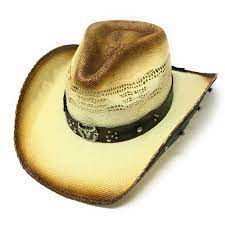 Let The Sun Shine With This Brown Cream Straw Cowboy Hat Bull Detailed Band Trim Wide Brim With Underbrim Detail Teardro Cowboy Hats Hats Straw Cowboy Hat