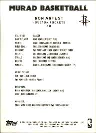 1 ron = 0.19 gbp your conversion : 2008 09 Topps T 51 Murad Houston Rockets Basketball Card 18 Ron Artest Ebay