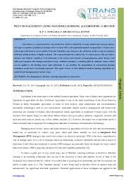 The impact factor measures the average number of citations received in a particular year by papers published in the journal during the two preceding years. Pdf Pest Management Using Machine Learning Algorithms A Review Tjprc Publication Academia Edu