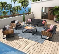 Mobilier jardin haut de gamme. Salon De Jardin Haut De Gamme 7 Places Lounge Bora Noir Anthracite Salon De Jardin