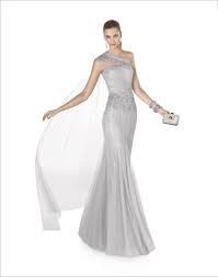 Pronovias Evening Dress Gown Beaded Long Dress With One Shoulder Neckline In Silver Available A With Images Formal Dresses Gowns Ceremony Dresses Evening Dresses Prom