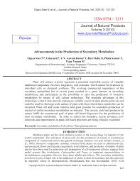 Plant cell and tissue differentiation and secondary metabolites fundamentals and applications. Pdf Advancements In The Production Of Secondary Metabolites