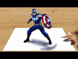 This drawing was made at internet users' disposal on 07 february 2106. 3d Pencil Drawing Captain America 3d Drawing Tutorialby Jasmina Susak Drawings