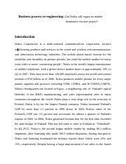 Business Process Re Engineering Nokia V1 0 Docx Business Process Re Engineering Can Nokia Will Regain Its Market Dominance Via New Project Course Hero
