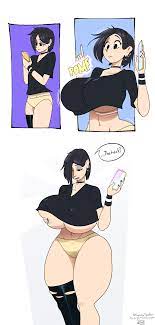 Suddenly big. / арт девушка :: extra thicc :: Thunder Thighs :: huge breasts  :: breast expansion :: Sammy-Upvotes :: art (арт) / смешные картинки и  другие приколы: комиксы, гиф анимация, видео, лучший интеллектуальный юмор.