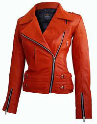Leather Skin Women Orange Brando Genuine Leather Jacket Orange Leather Jacket Leather Jackets Women Leather Jacket