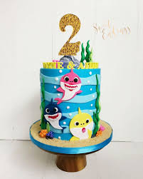 2nd Birthday Baby Shark Cake Decorations Baby Shark Doo Doo Doo Doo Doo Sing It With Me Shark Themed Birthday Party Shark Theme Birthday Shark Birthday Cakes