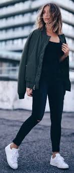 Black Bomber Jacket Outfits Womens Style Tips On How To Wear A Bomber Jacket Bomber Jacket Outfits Just The Design White Sneakers Outfit Fashion Bomber Jacket Outfit